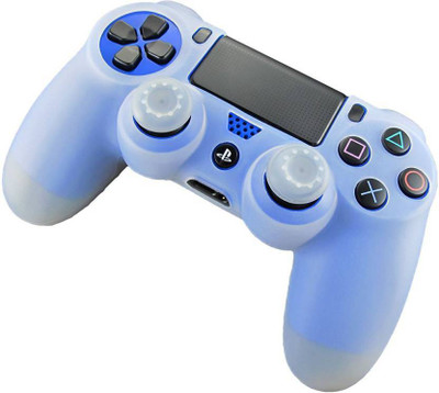 

Microware white High Quality Protective Silicone Case with 2 Thumb Grips Gaming Accessory Kit(Blue, For PS4)