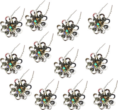 

DN VERSATILE Metal Crystal Rhinestone Bridal Hair Juda Pin Hair Pin(Silver)