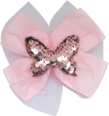 Stol'n Kids Light Pink Sequins Butterfly Bow Hair Clip:Light Pink Hair Clip(Pink)