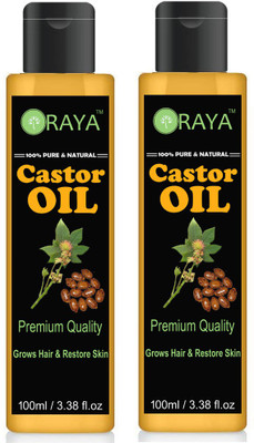 

ORAYA Premium Cold Pressed Hexane Free Castor oil set of 2 No.100 ml Bottles (200 ml) Hair Oil(200 ml)