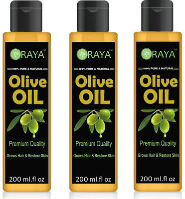 

ORAYA 100% Pure & Natural Extra LIght Olive Oil-(200ml)-Pack of-3(Bottle)-600ML Hair Oil(600 ml)