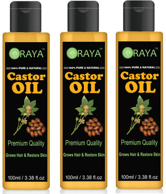 

ORAYA Cold Pressed Castor Oil- 100% Pure & Natural Combo Pack of 3 bottles of 100 ml(300 ml) Hair Oil (300 g) Hair Oil(300 ml)