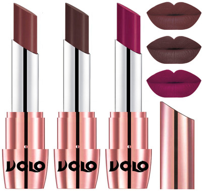 Volo Perfect Creamy with Matte Lipsticks Combo, Lip Gifts to love(Coffee, Chocolate, Magenta)