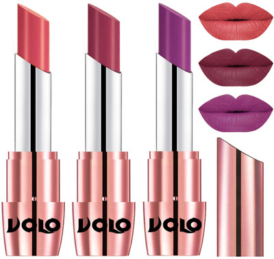 

Volo Perfect Creamy with Matte Lipsticks Combo, Lip Gifts to love(Dark Peach, Rose Pink, Purple)
