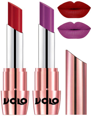 

Volo Perfect Creamy with Matte Lipsticks Combo, Lip Gifts to love(Tomato Red, Purple)