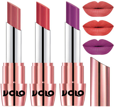 

Volo Perfect Creamy with Matte Lipsticks Combo, Lip Gifts to love(Light Peach, Peach, Purple)