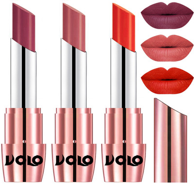 

Volo Perfect Creamy with Matte Lipsticks Combo, Lip Gifts to love(Cherry, Light Peach, Coral)