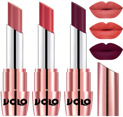 

Volo Perfect Creamy with Matte Lipsticks Combo, Lip Gifts to love(Light Peach, Peach, Wine)
