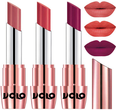 

Volo Perfect Creamy with Matte Lipsticks Combo, Lip Gifts to love(Light Peach, Peach, Magenta)