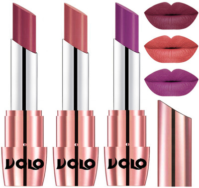 

Volo Perfect Creamy with Matte Lipsticks Combo, Lip Gifts to love(Cherry, Light Peach, Purple)