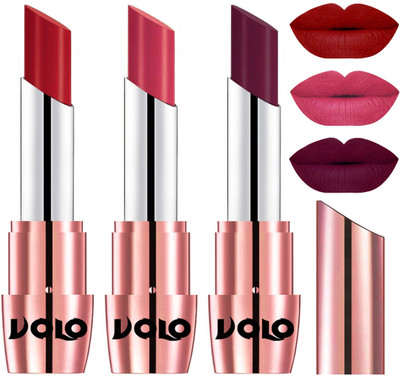 

Volo Perfect Creamy with Matte Lipsticks Combo, Lip Gifts to love(Tomato Red, Pink, Wine)