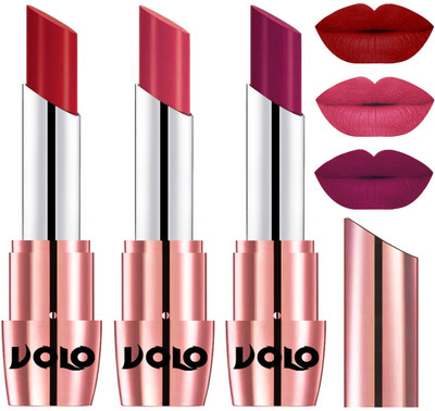 Volo Perfect Creamy with Matte Lipsticks Combo, Lip Gifts to love(Tomato Red, Pink, Magenta)