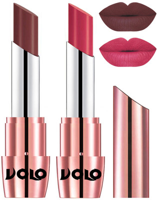 Volo Perfect Creamy with Matte Lipsticks Combo, Lip Gifts to love(Coffee, Pink)
