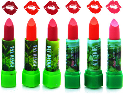 

firstzon™ Aloe - green tea matte moisturizing lipstick set of 6, S-B(S-B)