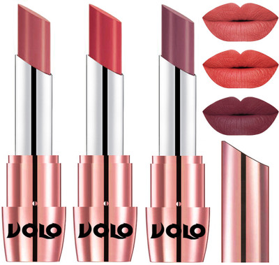 

Volo Perfect Creamy with Matte Lipsticks Combo, Lip Gifts to love(Light Peach, Peach, Plum)