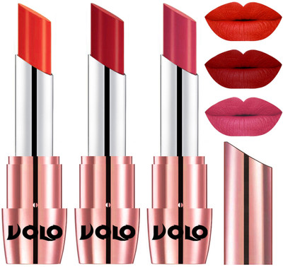 

Volo Perfect Creamy with Matte Lipsticks Combo, Lip Gifts to love(Coral, Tomato Red, Pink)