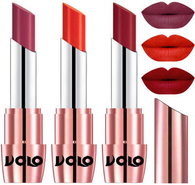 

Volo Perfect Creamy with Matte Lipsticks Combo, Lip Gifts to love(Rose Pink, Coral, Red)