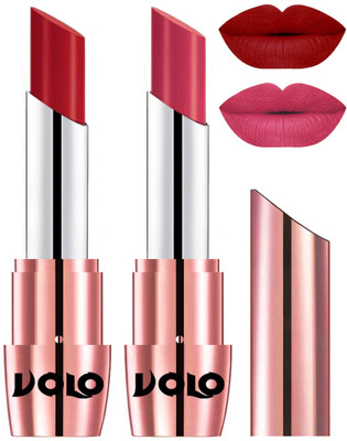 

Volo Perfect Creamy with Matte Lipsticks Combo, Lip Gifts to love(Tomato Red, Pink)