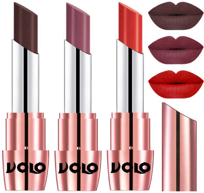 

Volo Perfect Creamy with Matte Lipsticks Combo, Lip Gifts to love(Chocolate, Plum, Orange)