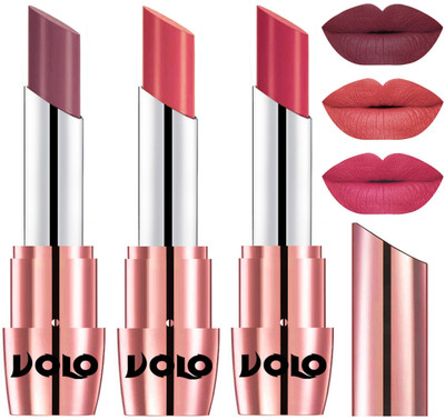 

Volo Perfect Creamy with Matte Lipsticks Combo, Lip Gifts to love(Plum, Dark Peach, Pink)