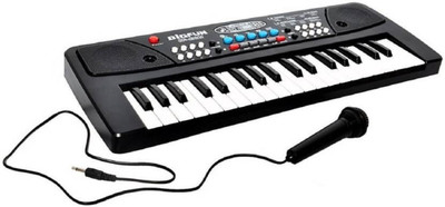 

mega star electronic 37 key piano with mic DIRECT DC POWER MODE OPTION Connect Your Mobile Charger to Play on DC Power(Black)