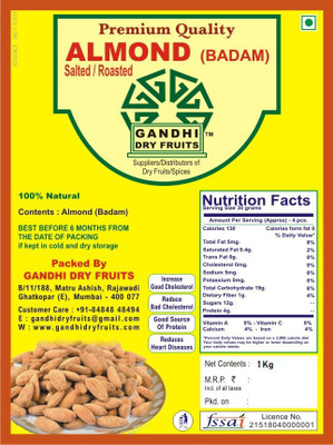 

Gandhi Dry Fruits Premium Quality Salted/Roasted 1 kg Almonds(1 kg, Pouch)