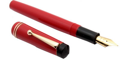 Ledos Glare Collection - Diplomate Acrylic Golden Trims Medium Nib - Red Fountain Pen(Ink Color - Blue)