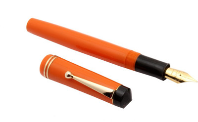 Ledos Glare Collection - Diplomate Acrylic Golden Trims Medium Nib Orange Fountain Pen(Ink Color - Blue)