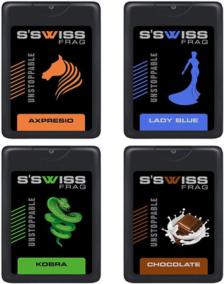 

S'SWISS Combo LADY BLUE, CHOCOLATE, KOBRA, AXPRESIO Pocket Perfume,20 ml Each Perfume - 80 ml(For Men & Women)