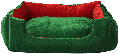 

SRI Imported Velvet Rectangle Shape Cat Bed & Puppy for Dog Bed L Pet Bed(Green & Red)