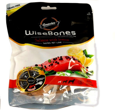 

Gnawlers WiseBone Grain Free with Fresh Meat Chew Bone Lemon with Salmon, Turkey Dog Treat(200 g)