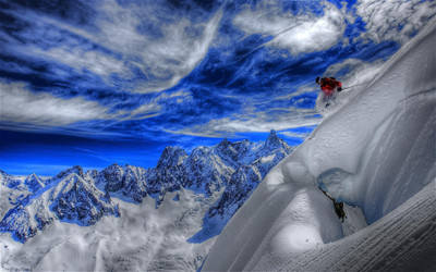 

Sports Skiing Sport Winter Snow Mountain Sky Blue HDR HD Wall Poster Paper Print(12 inch X 18 inch, Rolled)