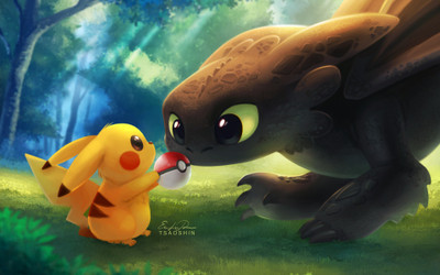 

Akhuratha Poster Movie Crossover How To Train Your Dragon Toothless Pokémon Pikachu Pokeball Forest HD Wallpaper Background Fine Art Print(12 inch X 18 inch, Rolled)