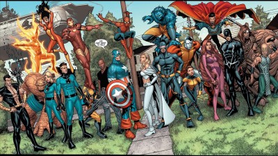 

Comics New Avengers The Avengers The Thing Invisible Woman Mr. Fantastic Iron Man Spider-Woman Wolverine Captain America Emma Frost Cyclops Spider-Man Colossus Human Torch Fine Art Paper Print Poster Photographic Paper(12 inch X 18 inch, Rolled)