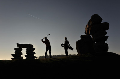 

Sports Golf Golfer Golf Club Sport Man Silhouette Rock Evening Wall Poster Paper Print(12 inch X 18 inch, Rolled)