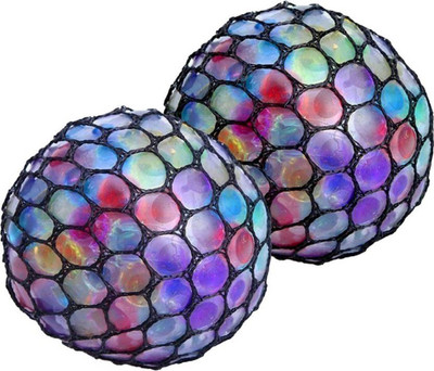 

YNS Crafts Stock Squeeze Mesh Smash Stress Relief Balls with Slime Inside Multicolor Putty Toy 2 Multicolor Putty Toy