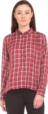 FLYING MACHINE Women Checkered Casual Red Shirt