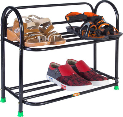 Patelraj Metal Shoe Stand(Black, 2 Shelves)