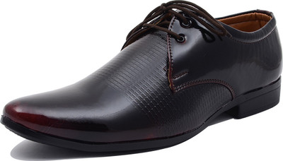 

ROAD STAG Burnished Wine color Genuine Leather Derby For Men(Burgundy