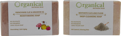 

ORGANICAL Rose & Bentonite Clay Soaps | Combo Pack of 2 | Sulphate & Paraben Free | 150 Gms x 2(300 g, Pack of 2)