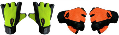 HMFURRYS FINEST Gym Gloves / Sports Gloves / Fitness Gloves/ Training Gloves/ Weight Lifting Gym & Fitness Gloves(Green, Orange)