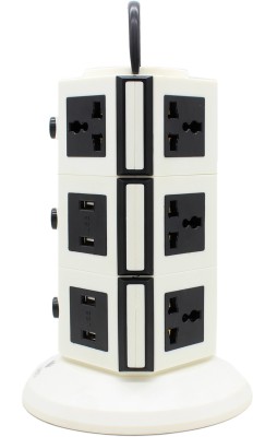 

Impro Black Grey 10 Socket + 4 USB Ports Tower Socket Spike Buster ||3 Floor Vertical || Surge Protector || Universal Multi Plug Points Adapter || 10A Plugs || 2500W Rated Power || Copper Core Cable || ABS Plastic Material || 1.6 Meter Cord Length 10 Sock