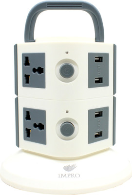 

Impro Grey Colour 6 Socket + 4 USB Ports Tower Socket Spike Buster || 2 Floor Vertical || Surge Protector || Universal Multi Plug Points Adapter || 10A Plugs || 2500W Rated Power || Copper Core Cable || ABS Plastic Material || 1.6 Meter Cord Length 6 Sock