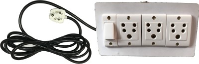 Tinax Electric Extension Wooden Board( 2 5A,1 15A) 3Meter Wire 3  Socket Extension Boards(White, 3 m)