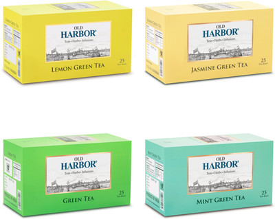 

Old Harbor tea English Breakfast Tea 25 Tea Bags Black Tea Bags (50 g, Box) Lemon, Mint, Jasmine, Unflavoured Green Tea Bags(200 g, Box)