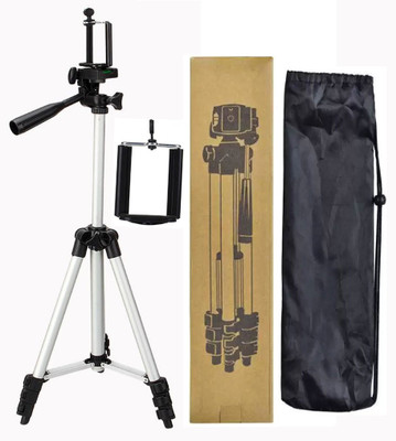 

BUY SURETY New Portable Adjustable Aluminium Lightweight Camera Stand Tripod-3110 With Three-Dimensional Head & Quick Release Plate For Video Cameras and mobile holder mount for Mobiles & Smartphones Tripod(Silver & Black, Supports Up to 1500 g)