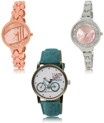 Red Robin LR-222-226-229 Premium Quality Collection Latest Set of 3 Stylish Attractive Professional Designer Combo Analog Watch - For Women