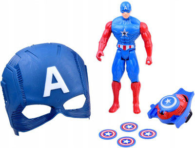 

TOYGALAXY CAPTAIN AMERICA ACTION FIGURE WITH MASK AND WEAPON LED LIGHT FOR KIDS(Blue)