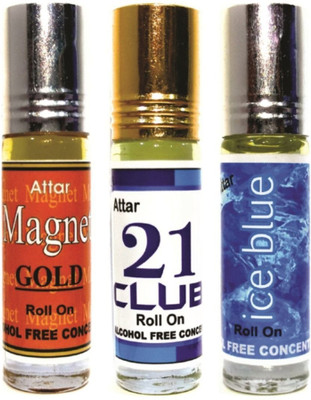 

INDRA SUGANDH Combo Pack~Free a 30Ml Perfume Spray on Combo (MAGNET GOLD, 21 CLUB, ICE BLUE) PERFUME FOR MEN LONG LASTING FRAGRANCE 24 HOURS Long Lasting Fragrance Floral Attar(Floral)