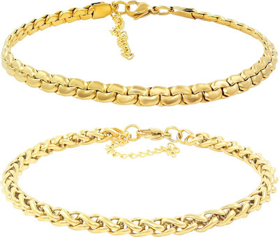 NAKABH Stainless Steel Gold-plated Bracelet Set(Pack of 2)